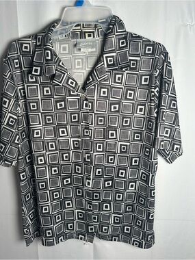 Blair Black and White Geometric Button-Down Shirt